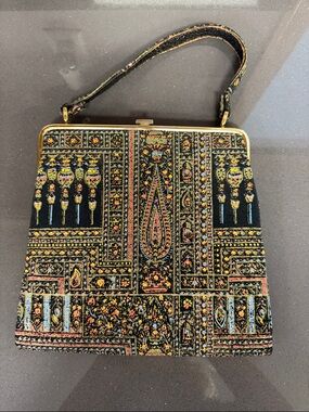 Vintage black patterned Evening Handbag